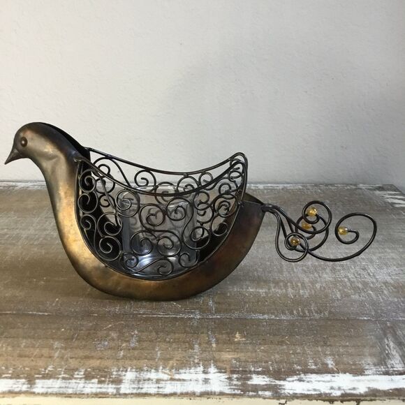 Metal bird and scroll candle holder tea light classic decor - Picture 5 of 8